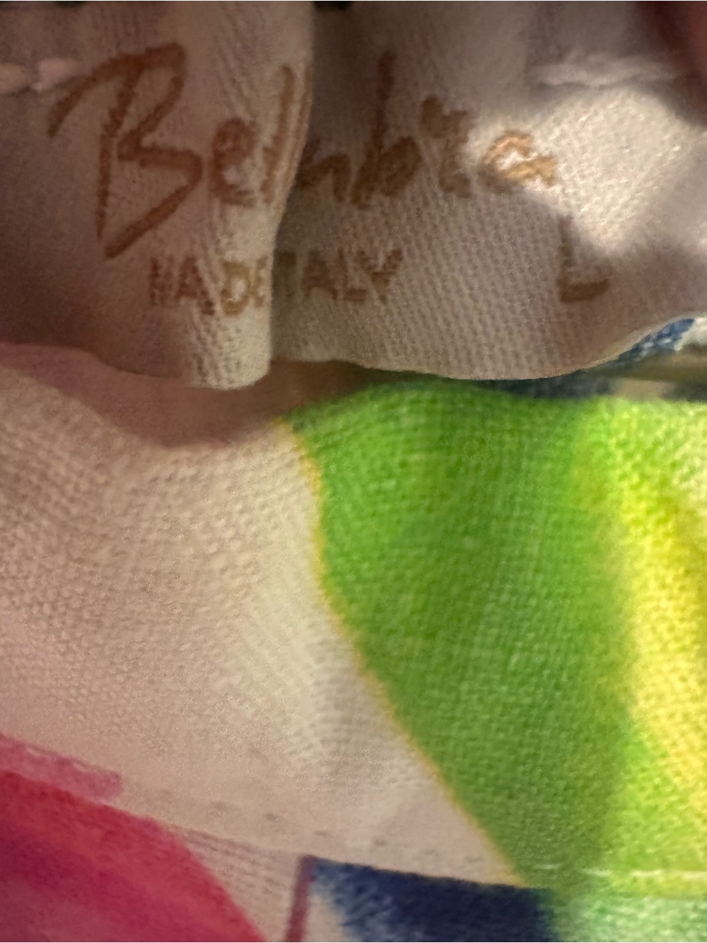 Bellambia Linen Italian made Floral Print Dress - White with Pink & Lime Green - Picture 2 of 3